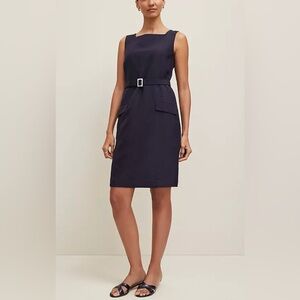 NWT Ann Taylor Linen Blend Square Neck Sheath Dress Size 4